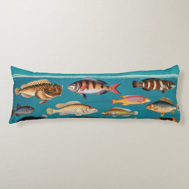 Colorful Fish Under Blue Ocean Water Body Pillow (Front)