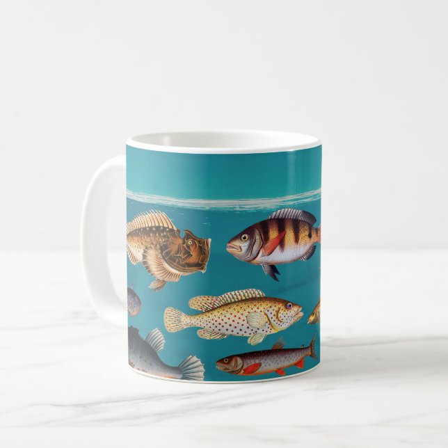 Colorful Fish Under Blue Ocean Water  Coffee Mug (Front Left)