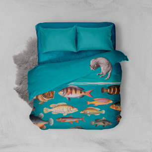 Colorful Fish Under Blue Ocean Water  Duvet Cover