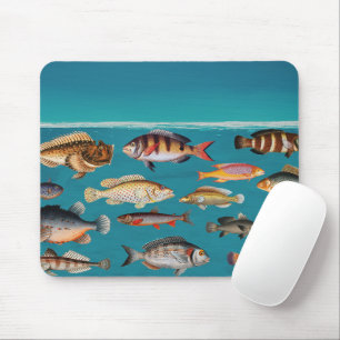 Colorful Fish Under Blue Ocean Water  Mouse Pad