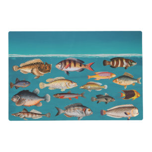 Colorful Fish Under Blue Ocean Water  Placemat