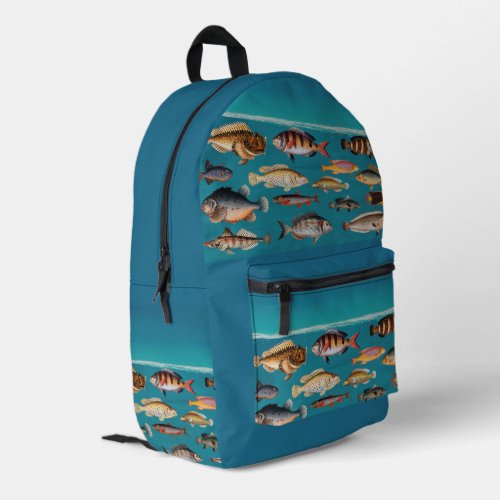 Colorful Fish Under Blue Ocean Water Printed Backpack
