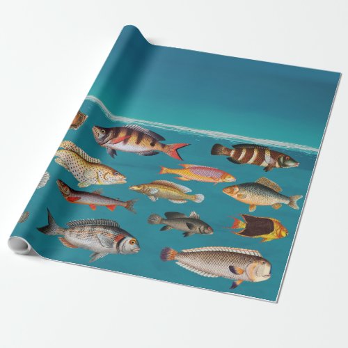 Colorful Fish Under Blue Ocean Water Wrapping Paper