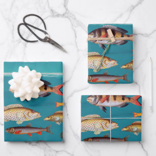 Colorful Fish Under Blue Ocean Water Wrapping Paper Sheets