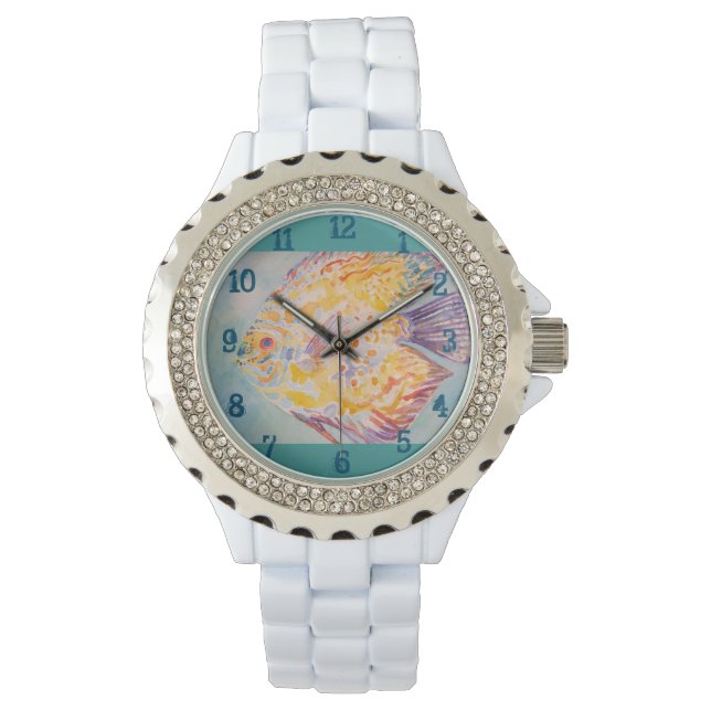 Colorful Fish Watercolour Womens Sea Coastal Watch (Front)