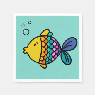 Colorful Fish with Blue Background Napkins