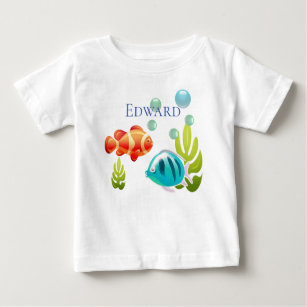 Colorful Fish with Bubbles & Seaweed Baby T-Shirt