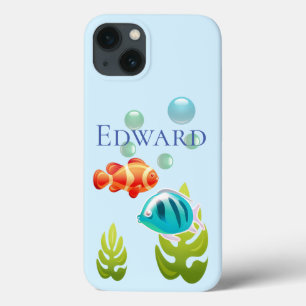 Colorful Fish with Bubbles & Seaweed iPhone 13 Case