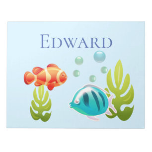 Colorful Fish with Bubbles & Seaweed Notepad