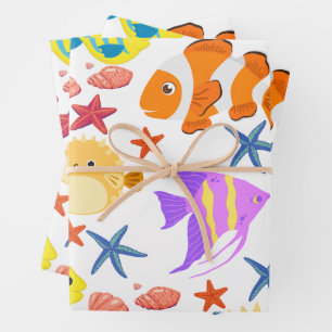Colorful Fish Wrapping Paper Sheets