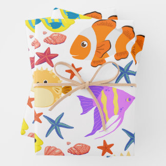 Colorful Fish Wrapping Paper Sheets