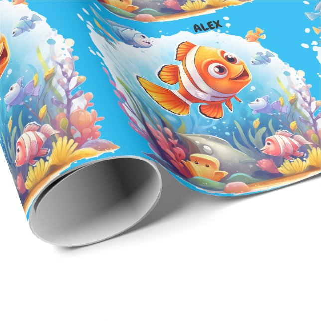 COLORFUL FISHES   WRAPPING PAPER (Roll Corner)