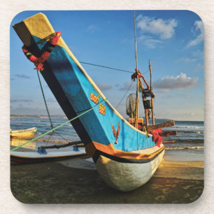 Colorful Fishing Boat By The Ocean Coaster