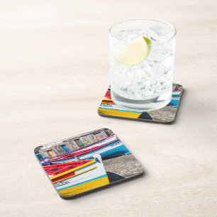 Colorful Fishing Boats, Cape Verde Beverage Coaster