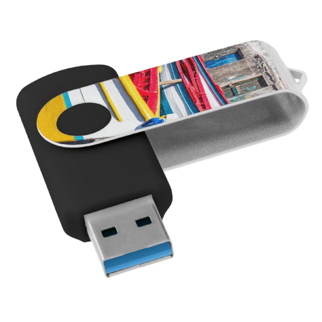 Colorful Fishing Boats, Cape Verde Flash Drive (Angled)