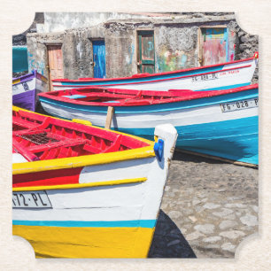 Colorful Fishing Boats, Cape Verde Paper Coaster