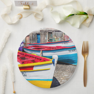 Colorful Fishing Boats, Cape Verde Paper Plates