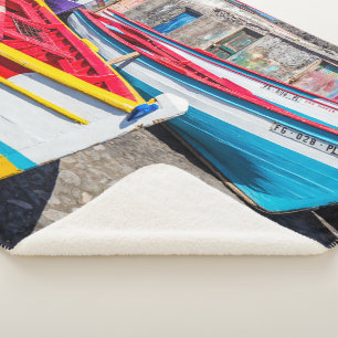 Colorful Fishing Boats, Cape Verde Sherpa Blanket