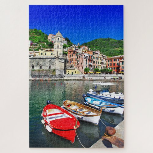 Colorful Fishing Boats Cinque Terre Italy Travel Jigsaw Puzzle