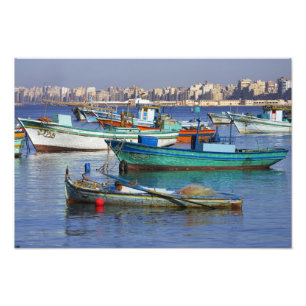 Colorful fishing boats in the Harbor of Photo Print