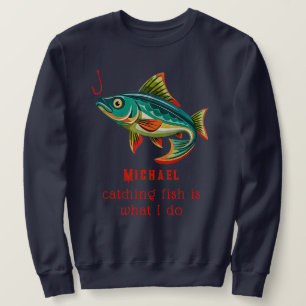 Colorful Fishing Design with Name Sweatshirt