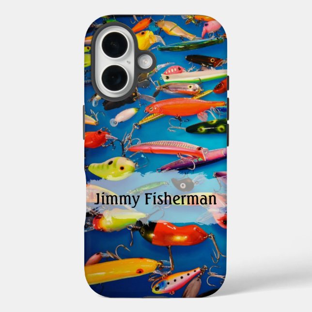 Colorful Fishing Lures - Personalize name Case-Mate iPhone Case (Back)