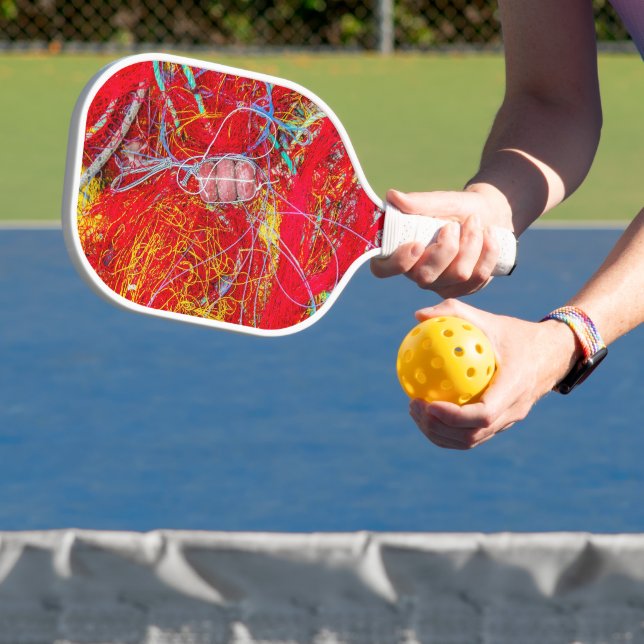 Colorful fishing nets pickleball paddle (Insitu)