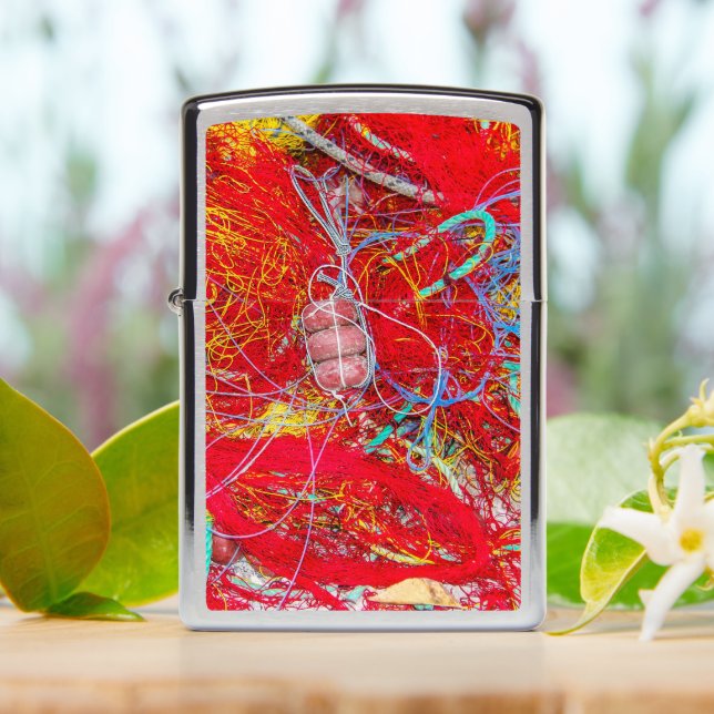 Colorful fishing nets Zippo Lighter (On Table)