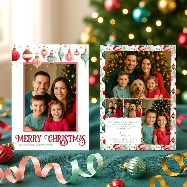 Colorful Five Photo Merry Christmas Holiday Card (Creator Uploaded)
