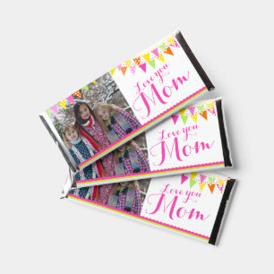Colorful flag bunting mom chocolate thank you hershey bar favors