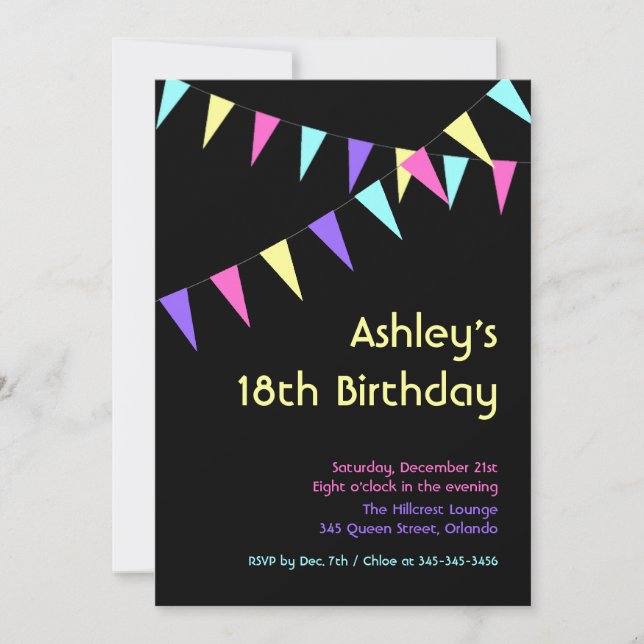 Colorful Flags 18th Birthday Invitation (Front)