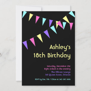 Colorful Flags 18th Birthday Invitation