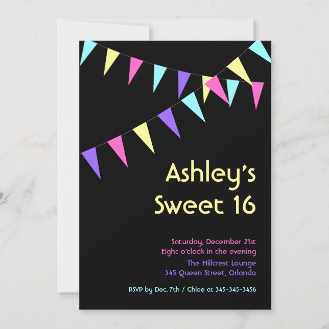 Colorful Flags Sweet 16 Invitation (Front)