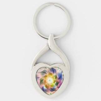 Colorful Flame Fractal Flower Keychain