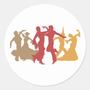 Colorful Flamenco Dancers Classic Round Sticker