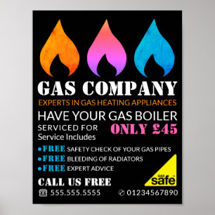 Colorful Flames, Gas Engineer & Supplier Advert Poster