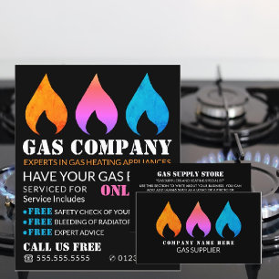 Colorful Flames, Gas Engineer & Supplier Business Card