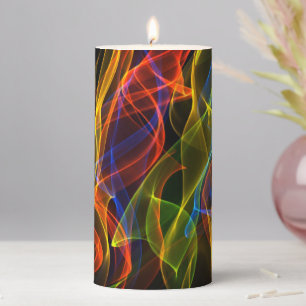 Colorful Flames Pillar Candle