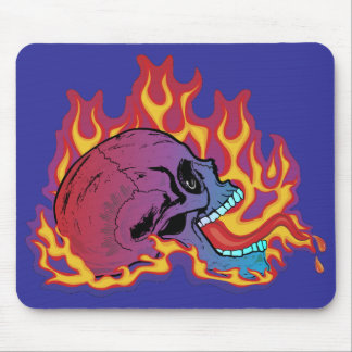 Colorful Flaming Skull Mouse Pad