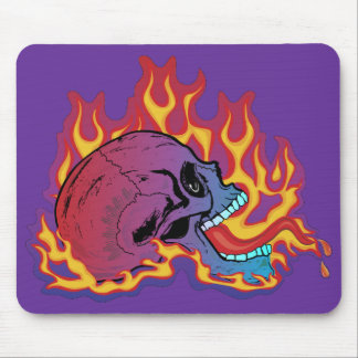 Colorful Flaming Skull Mouse Pad