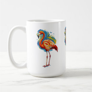 Colorful Flamingo Abstract Brushstroke Bird Art Coffee Mug