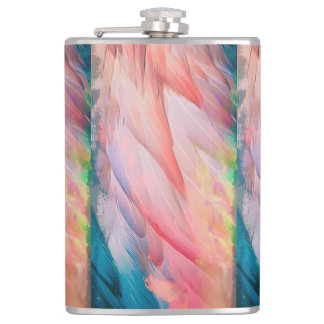 Colorful Flamingo Feathers Flask