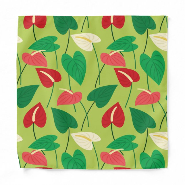 Colorful flamingo flowers pattern bandana (Front)