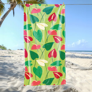 Colorful flamingo flowers pattern beach towel