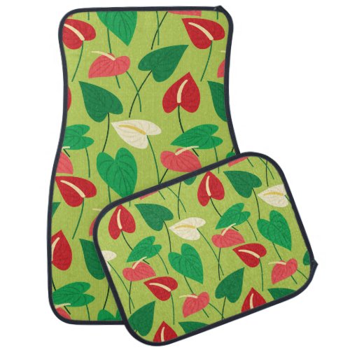 Colorful flamingo flowers pattern car floor mat