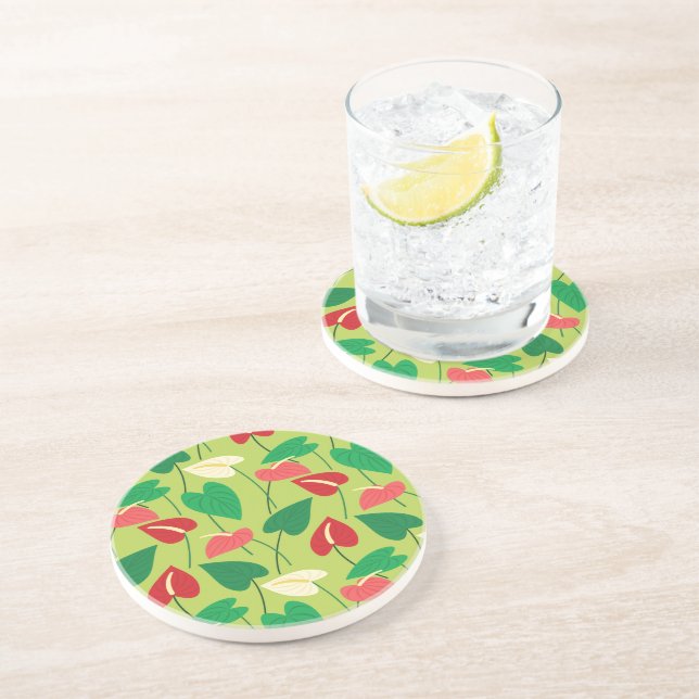 Colorful flamingo flowers pattern coaster (Side)