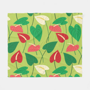 Colorful flamingo flowers pattern fleece blanket