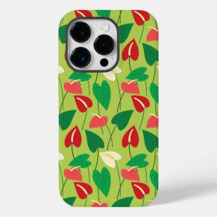 Colorful flamingo flowers pattern iPhone 14 pro case