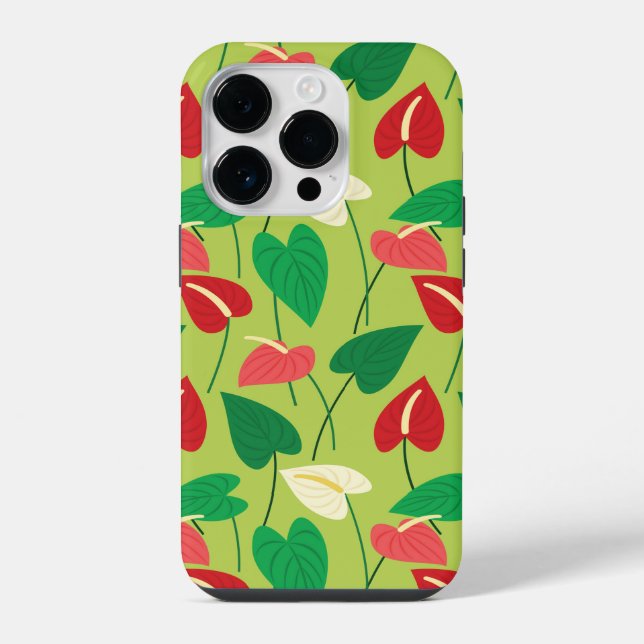 Colorful flamingo flowers pattern iphone case (Back)
