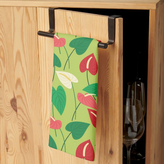 Colorful flamingo flowers pattern kitchen towel (Thirds Fold)